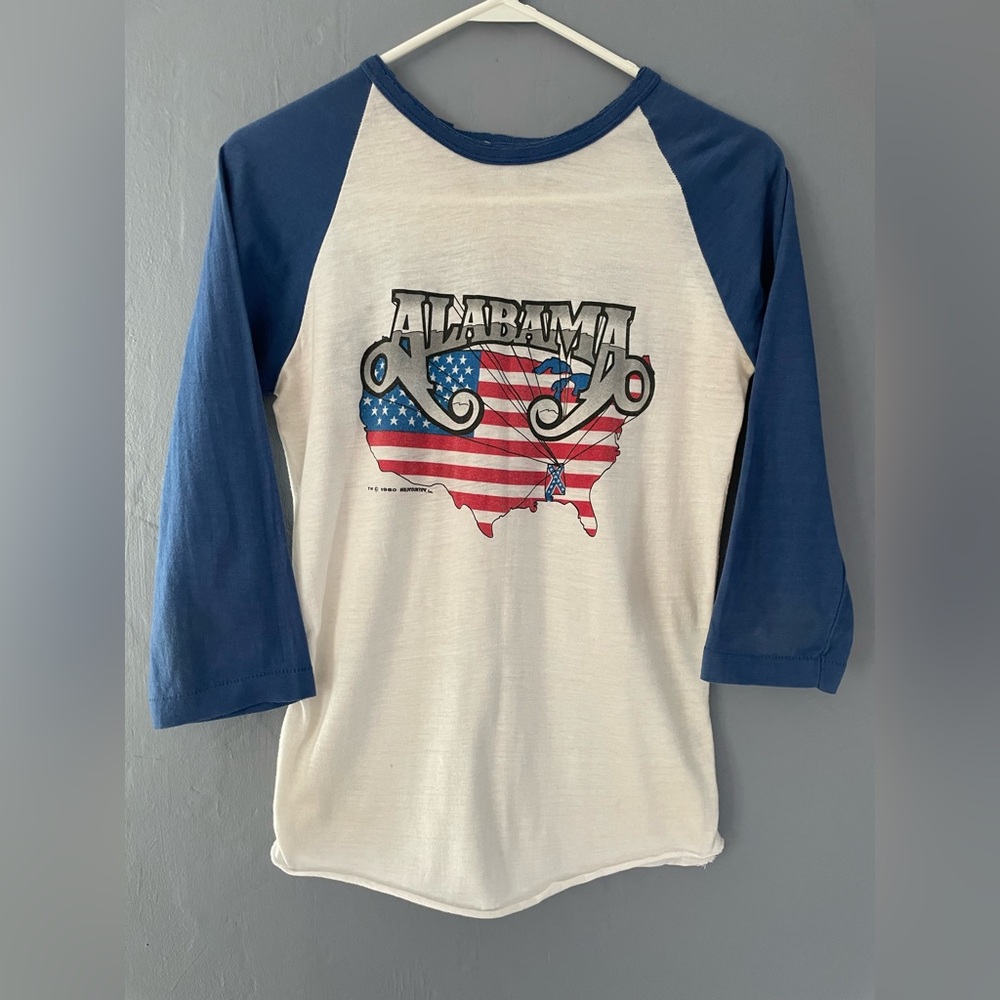 Vintage vtg Alabama band t shirt 3/4 sleeve baseball shirt 1980s single stitch